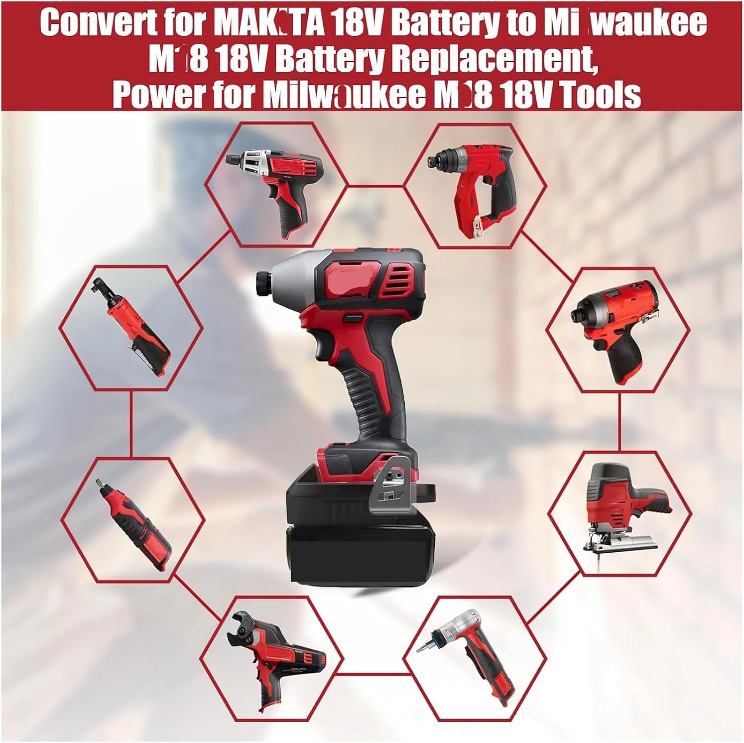 آداپتور باتری UNIKI برای باتری 18 ولت ماکیتا به ابزار میلواکی، مناسب برای باتری های لیتیومی 18 ولت ماکیتا، سازگار با ابزار بی سیم 18 ولت میلواکی M18 MAX