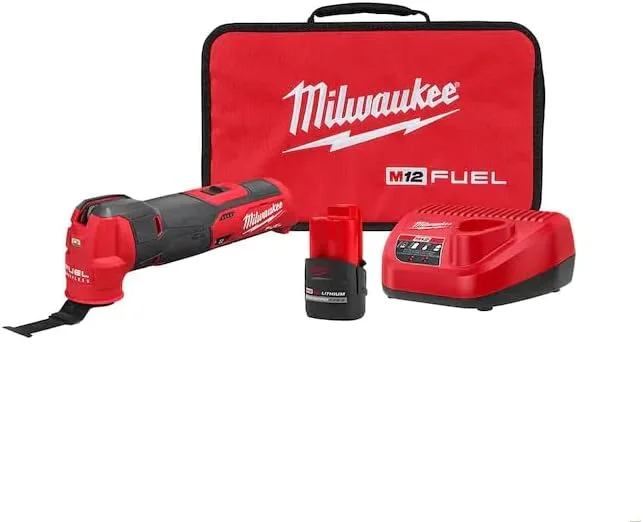 کیت ابزار چندکاره نوسانی شارژی 12 ولت لیتیوم-یون Milwaukee M12 FUEL به همراه باتری 2.5 آمپر ساعت High Output، شارژر، لوازم جانبی و کیف