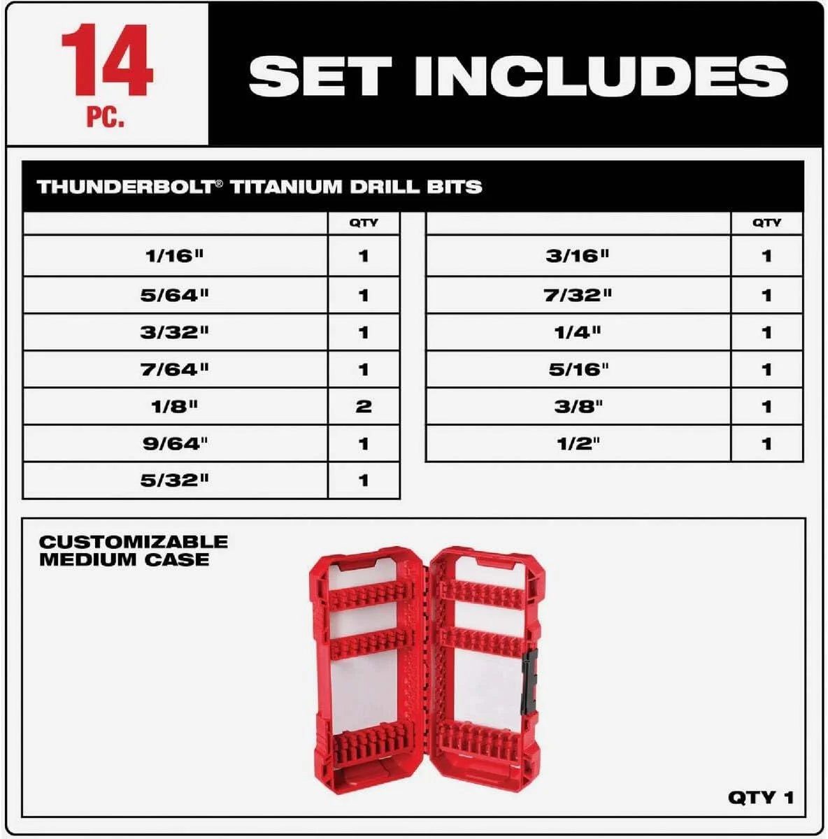 مجموعه مته تیتانیومی 14 عددی میلواکی مدل 48-89-0011 مجموعه مته تیتانیومی 14 عددی میلواکی مدل 48-89-0011