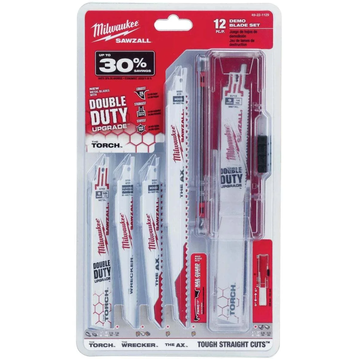 مجموعه 12 عددی تیغه اره رفت و برگشتی Milwaukee 49-22-1129 Sawzall، سفید