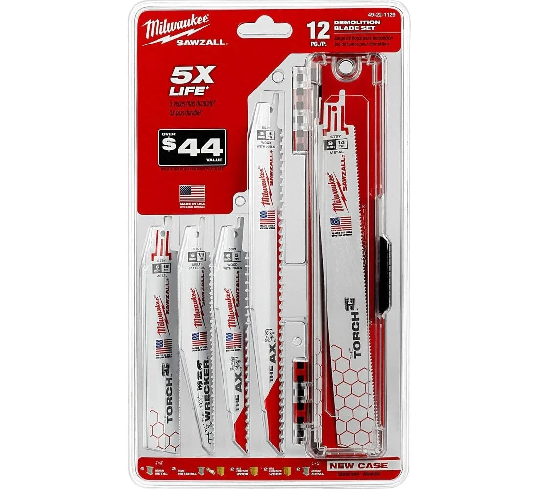 مجموعه 12 عددی تیغه اره رفت و برگشتی Milwaukee 49-22-1129 Sawzall، سفید