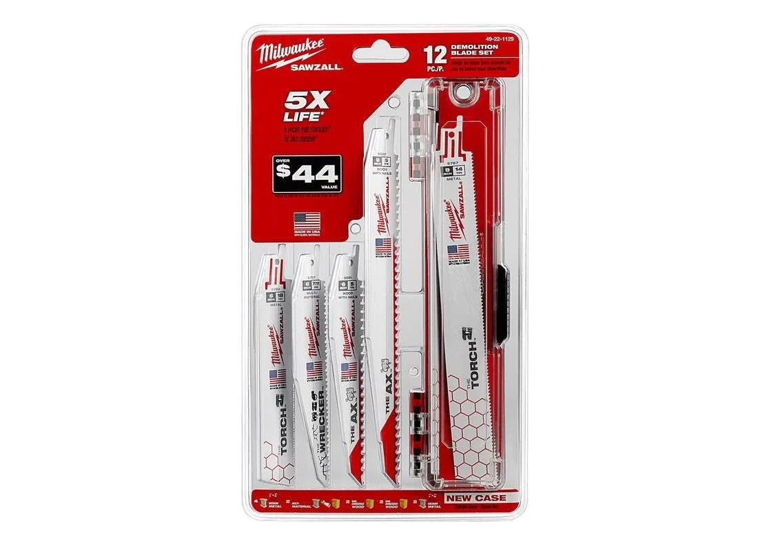 مجموعه 12 عددی تیغه اره رفت و برگشتی Milwaukee 49-22-1129 Sawzall، سفید