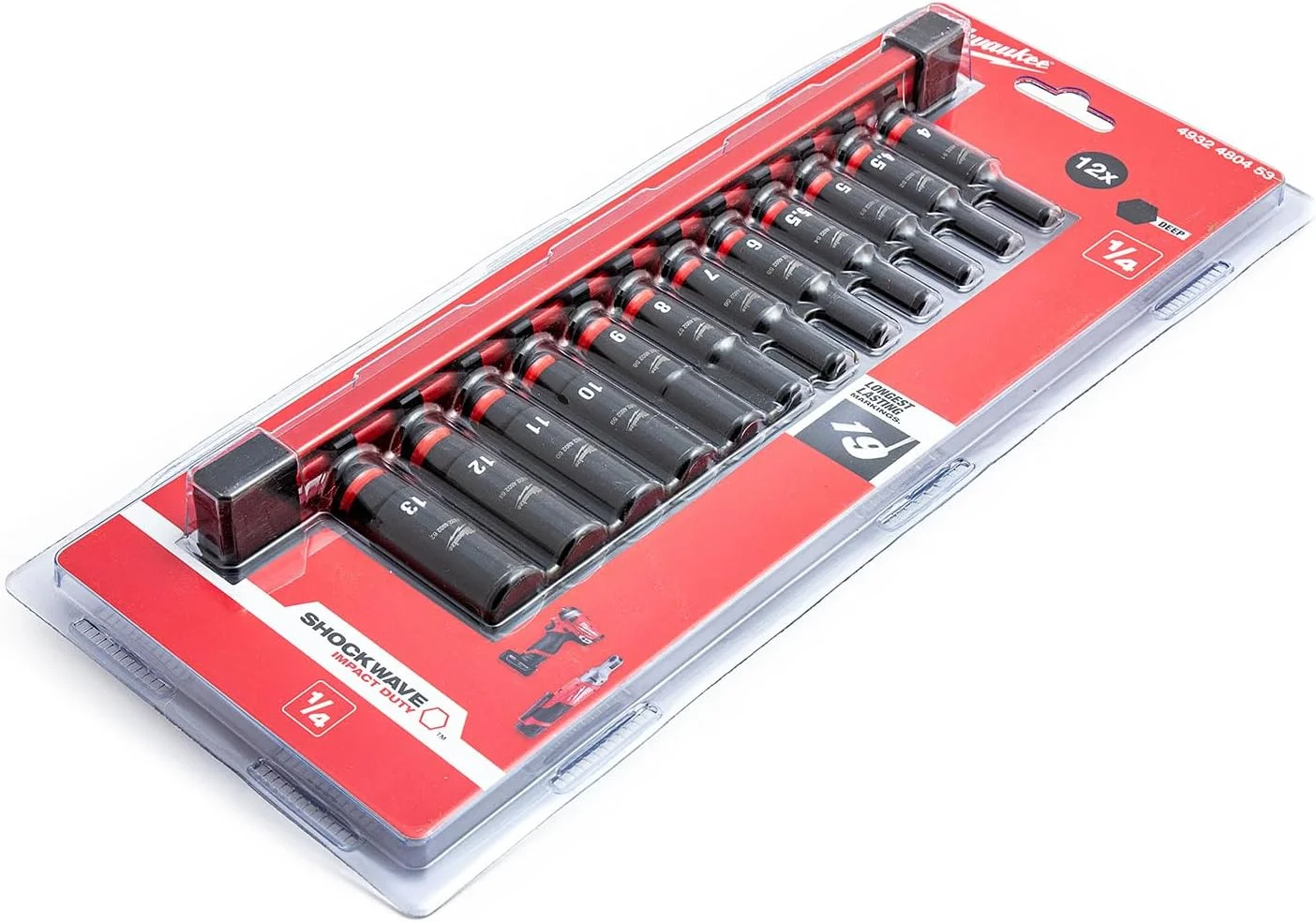 مجموعه بکس ضربه ای میلواکی Shockwave 4932480453 برای آچار ضربه ای 1/4 اینچ مربع 4-13 میلی متر 20 عددی مجموعه بکس ضربه ای میلواکی Shockwave 4932480453 برای آچار ضربه ای 1/4 اینچ مربع 4-13 میلی متر 20 عددی