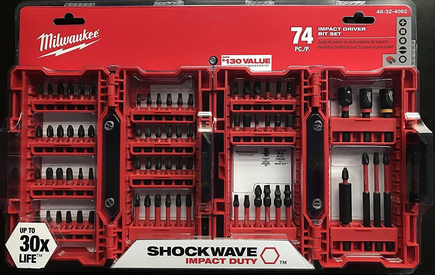 مجموعه 74 عددی سری پیچ گوشتی ضربه ای Milwaukee Shockwave مدل 48-32-4062
