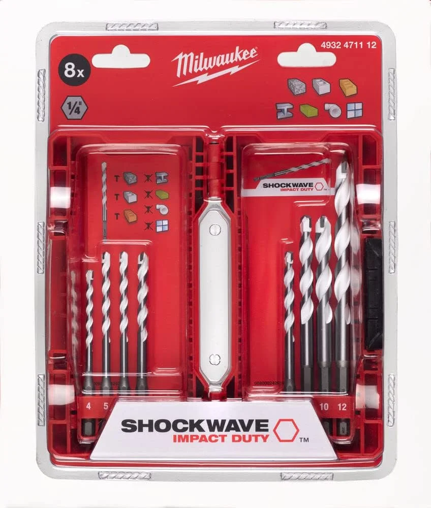 مجموعه مته های چند منظوره Milwaukee 4932471112 Shockwave با درایو ¼ اینچ Hex، هشت عددی مجموعه مته های چند منظوره Milwaukee 4932471112 Shockwave با درایو ¼ اینچ Hex، هشت عددی