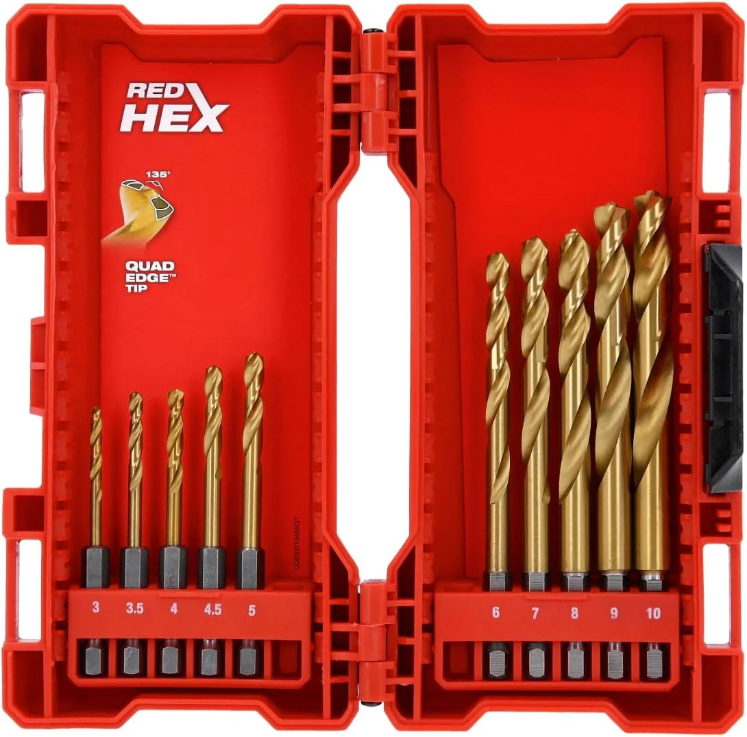 مجموعه 10 عددی مته های تیتانیومی HSS-G میلواکی مدل 48894759 با دنباله شش گوش مجموعه 10 عددی مته های تیتانیومی HSS-G میلواکی مدل 48894759 با دنباله شش گوش