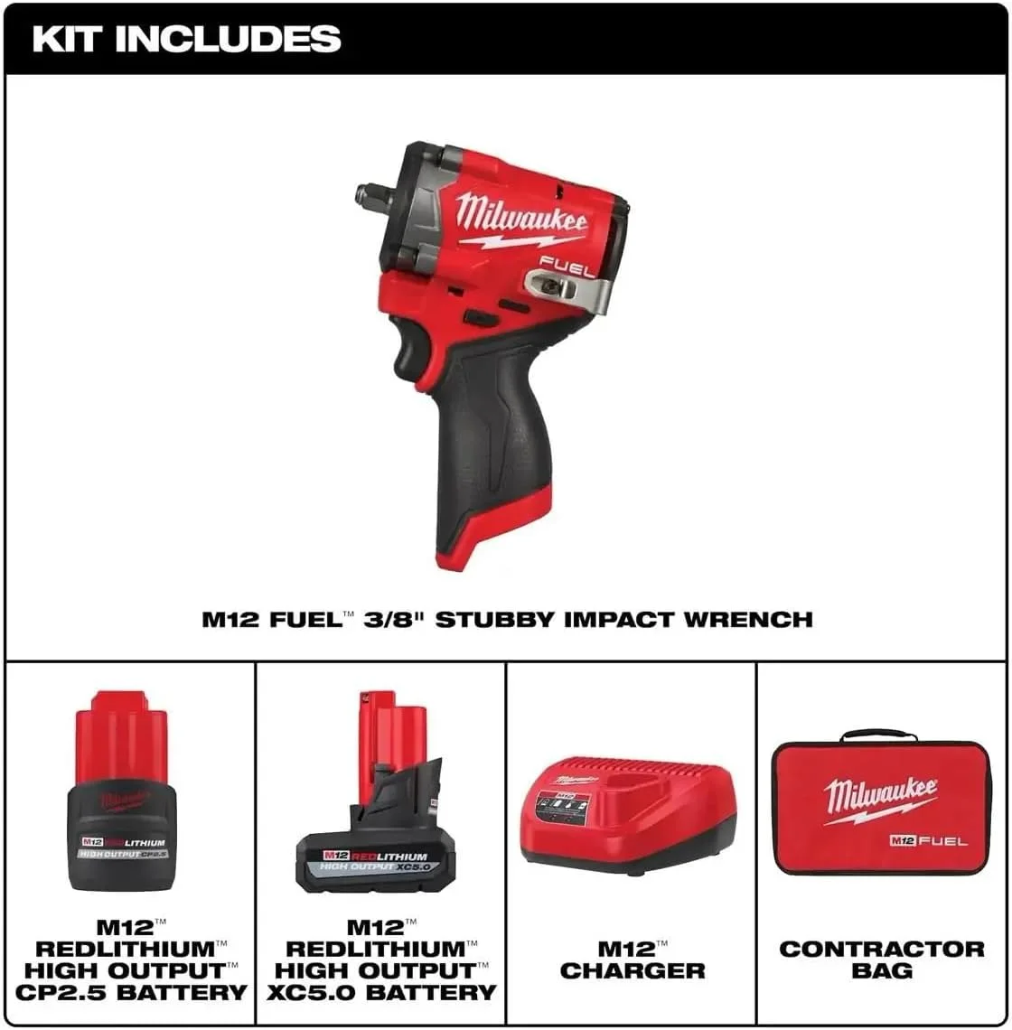 کیت آچار ضربه ای Milwaukee Electric - M12 FUELTRADE Stubby 3/8