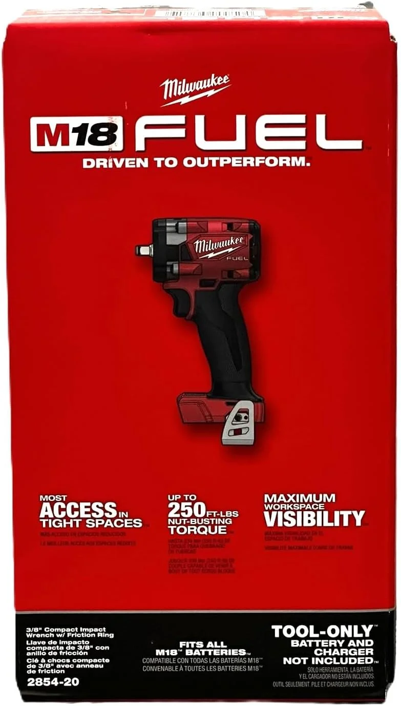 آچار بکس ضربه ای شارژی 3/8 اینچ براشلس میلواکی مدل FUEL 2854-20 (فقط ابزار) آچار بکس ضربه ای شارژی 3/8 اینچ براشلس میلواکی مدل FUEL 2854-20 (فقط ابزار)