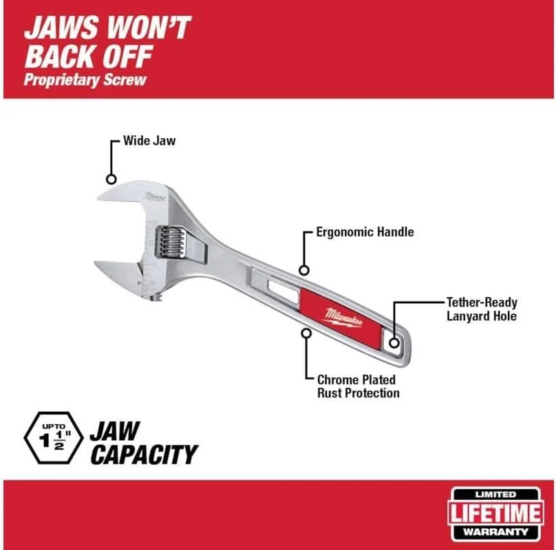 آچار فرانسه دهانه عریض میلواکی 200 میلی متر (8 اینچ)