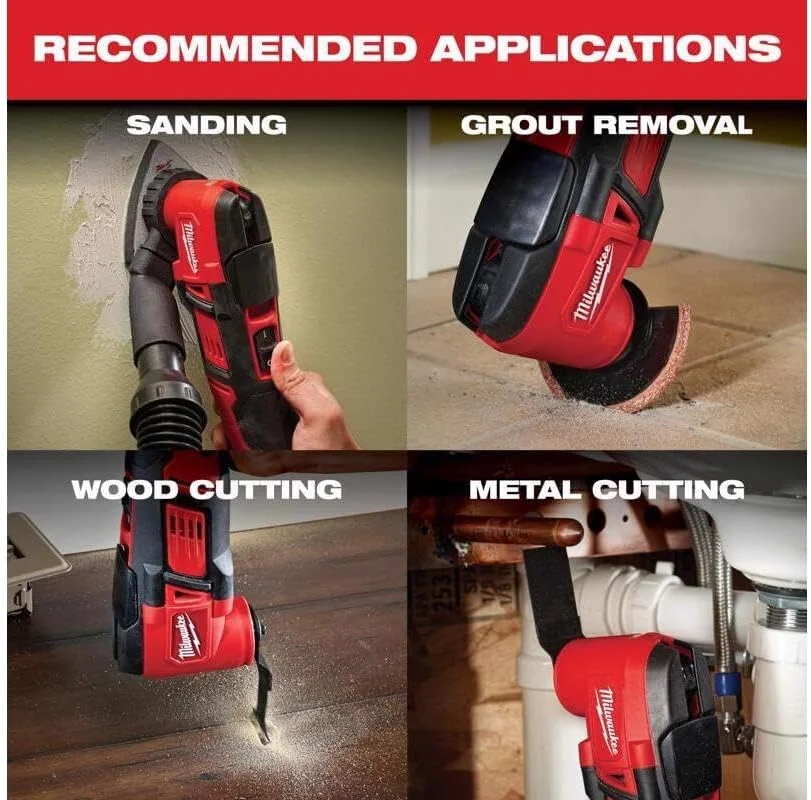 ابزار چندکاره اوربیتال بی سیم 18 ولت لیتیوم یونی Milwaukee 2626-20 M18 با سرعت 18000 دور در دقیقه به همراه تیغه های برش چوب و پد سنباده به همراه ورق سنباده (باتری شامل نمی شود، فقط ابزار برقی) ابزار چندکاره اوربیتال بی سیم 18 ولت لیتیوم یونی Milwaukee 2626-20 M18 با سرعت 18000 دور در دقیقه به همراه تیغه های برش چوب و پد سنباده به همراه ورق سنباده (باتری شامل نمی شود، فقط ابزار برقی)