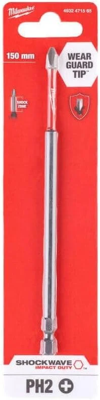 سر پیچ گوشتی میلواکی PH2 شاک ویو 150 میلی متر (1 عددی) 4932471565