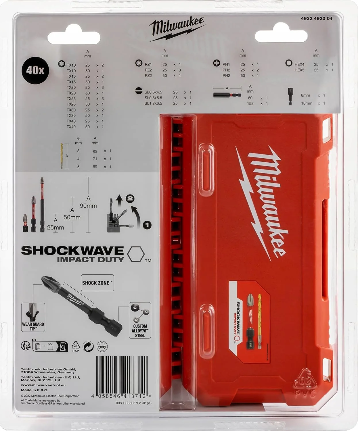 مجموعه ۴۰ عددی مته و پیچ گوشتی ضربه ای میلواکی Shockwave