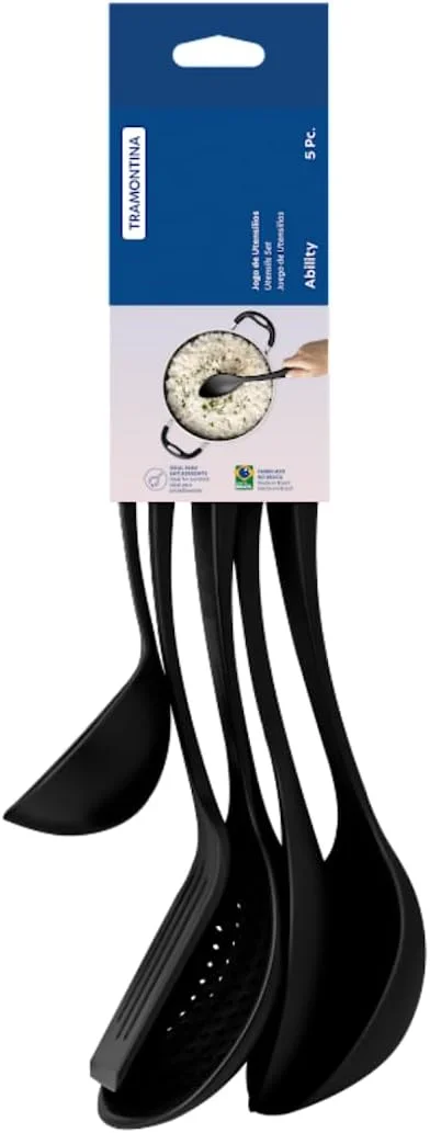 ست 5 تکه ابزار آشپزی نایلونی مشکی ترامونتینا مدل Ability