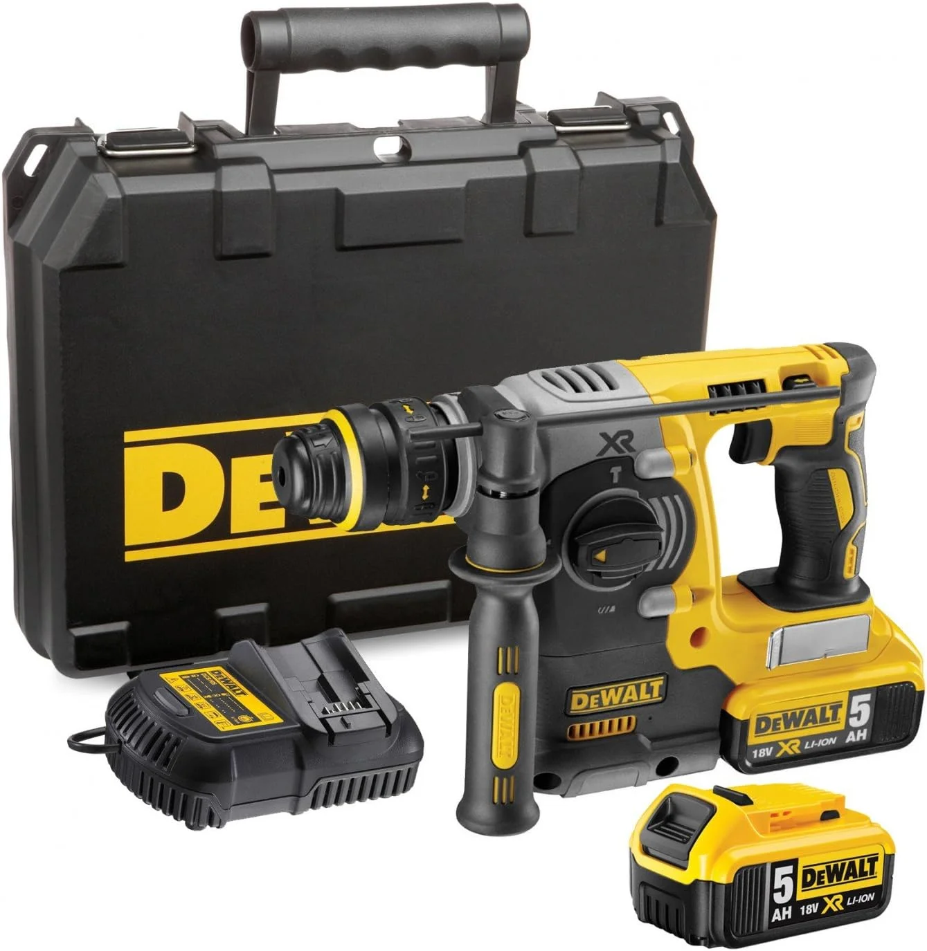 چکش تخریب بتن SDS-Plus براشلس 18 ولت Dewalt، زرد/مشکی، مدل Dch273P2-Gb
