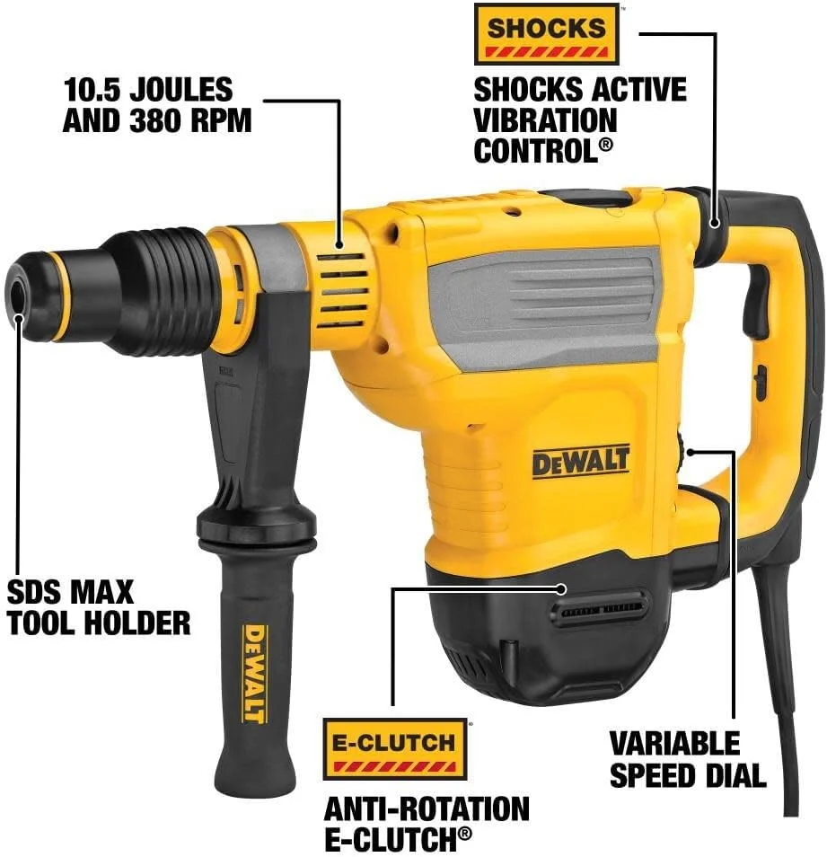 چکش تخریب/دریل ترکیبی DEWALT، 1-3/4 اینچ، SDS MAX (D25614K) چکش تخریب/دریل ترکیبی DEWALT، 1-3/4 اینچ، SDS MAX (D25614K)