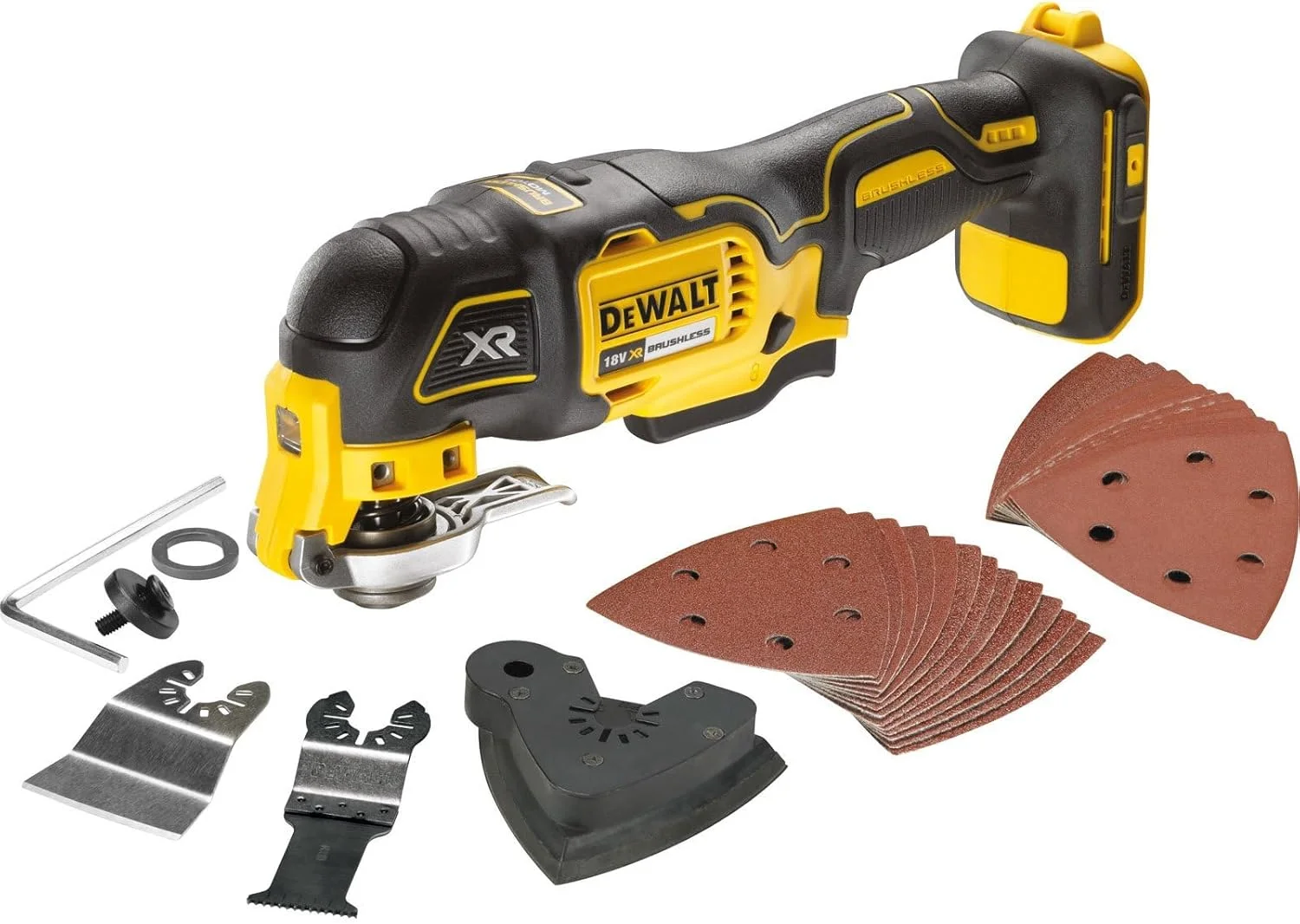 ابزار چندکاره نوسانی شارژی 18 ولت DEWALT DCS355N-XJ، موتور براشلس، سایز بزرگ ابزار چندکاره نوسانی شارژی 18 ولت DEWALT DCS355N-XJ، موتور براشلس، سایز بزرگ