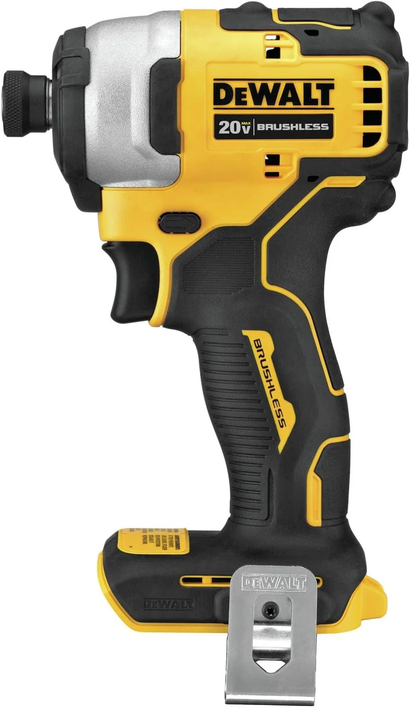 دریل پیچ گوشتی ضربه ای جمع و جور بی سیم براشلس 1/4 اینچی 20 ولت مکس DEWALT DCF809B Atomic (فقط ابزار)
