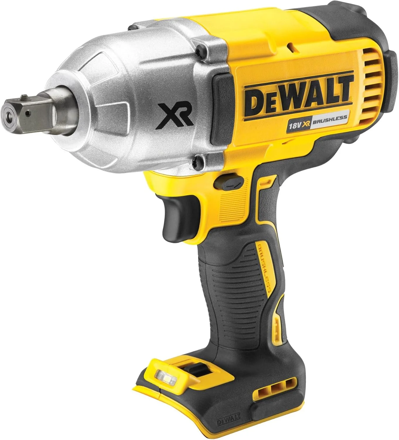 آچار بکس ضربه ای پر قدرت 1/2 اینچ 18 ولت XR براشلس دیوالت مدل DCF899N-XJ (950 نیوتن متر)، بدنه خالی، زرد/مشکی