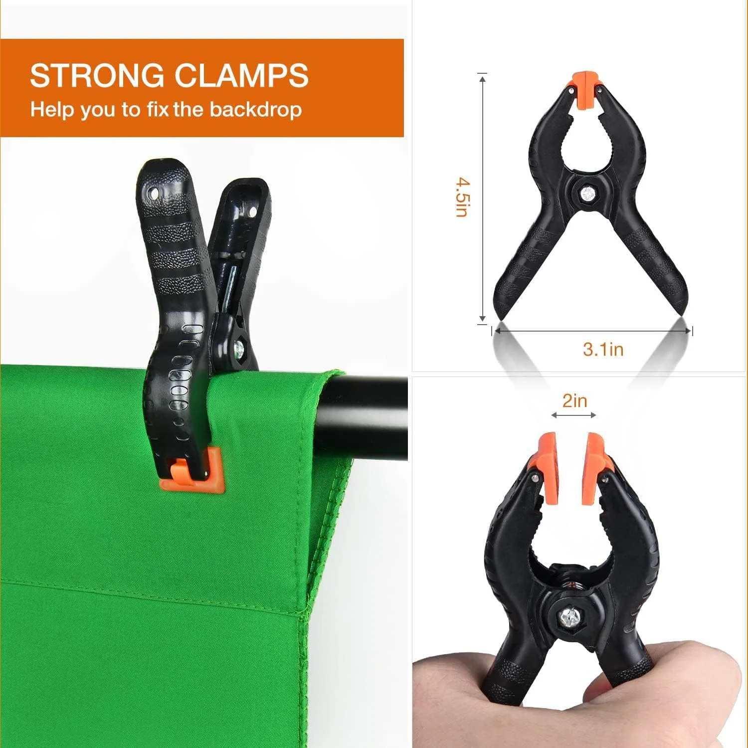 کیت پایه پس زمینه Gluckluz با 3 پس زمینه عکاسی، پایه صفحه نمایش پس زمینه عکس قابل تنظیم با کیف حمل و 4 گیره برای فیلمبرداری