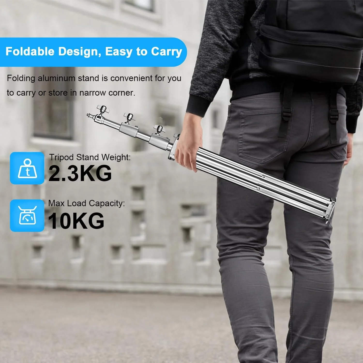 پایه نور استیل ضد زنگ Gluckluz، 280 سانتی متر، پایه نور استودیویی سنگین، سه پایه نورپردازی با قابلیت تنظیم ارتفاع با آداپتور جهانی 1/4 اینچ به 3/8 اینچ برای استودیو عکاسی خانگی سافت باکس (نقره ای)