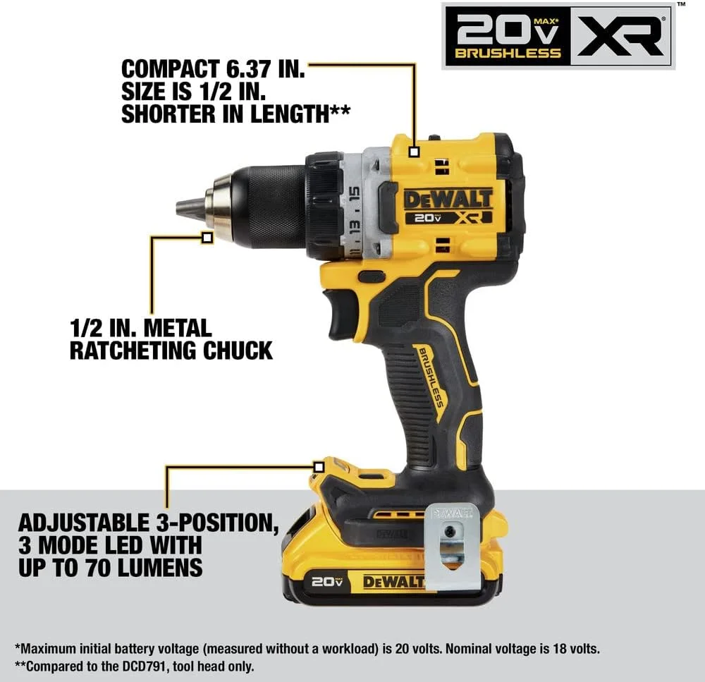 ست دریل/پیچ گوشتی شارژی 1/2 اینچی و ایمپکت درایور 1/4 اینچی DEWALT 20V MAX* XR با (2) باتری 2 آمپر ساعتی و شارژر (DCK248D2) ست دریل/پیچ گوشتی شارژی 1/2 اینچی و ایمپکت درایور 1/4 اینچی DEWALT 20V MAX* XR با (2) باتری 2 آمپر ساعتی و شارژر (DCK248D2)