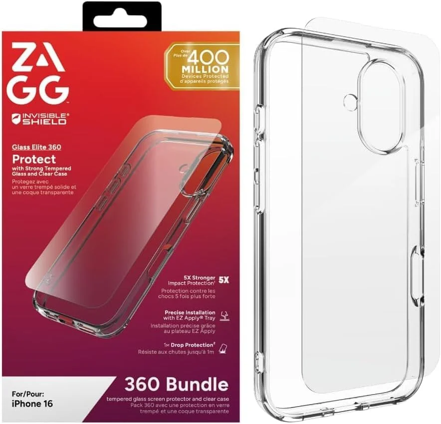 محافظ صفحه نمایش شیشه ای ZAGG InvisibleShield Glass Elite 360 به همراه قاب گوشی برای آیفون 16 (6.1 اینچ) - ضد خش، ضد لک، ضد ضربه، نصب آسان (شفاف) محافظ صفحه نمایش شیشه ای ZAGG InvisibleShield Glass Elite 360 به همراه قاب گوشی برای آیفون 16 (6.1 اینچ) - ضد خش، ضد لک، ضد ضربه، نصب آسان (شفاف)