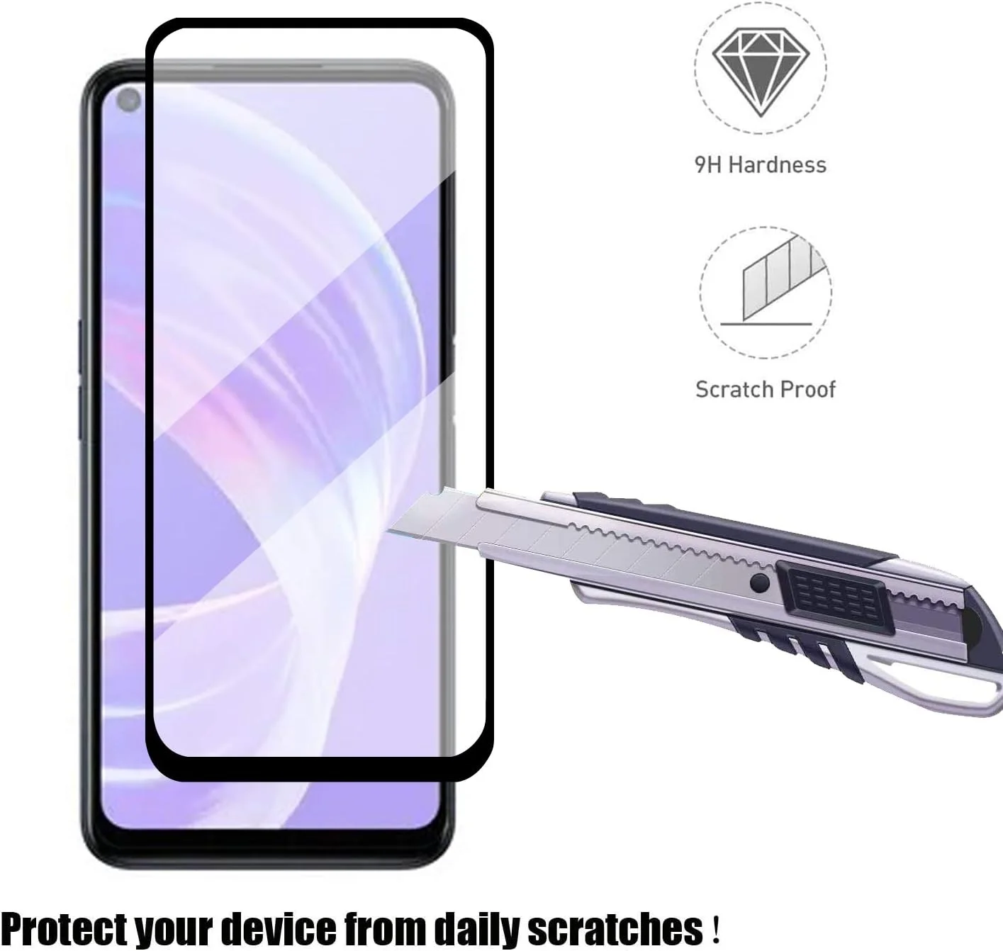 محافظ صفحه نمایش 10D Al-HuTrusHi سازگار با OPPO A73، شیشه حرارت دیده با [وضوح کریستالی] [وضوح HD] [مقاومت در برابر خراش] برای محافظ صفحه نمایش شیشه حرارت دیده OPPO A73 مشکی…