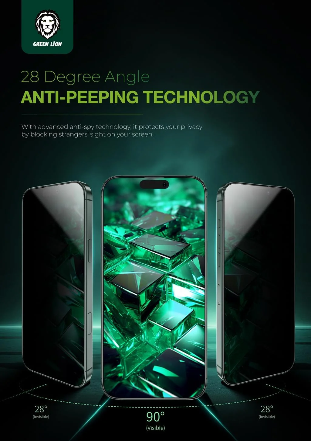 محافظ صفحه نمایش سیلیکونی سه بعدی Green Lion Plus شیشه ای آیفون 16 پرو مکس، ضد جاسوسی، ضد تابش نور، پوشش کامل شیشه حرارت دیده 9H، محافظ ضد اثر انگشت، فیلم صاف، ضد تابش نور (حریم خصوصی) محافظ صفحه نمایش سیلیکونی سه بعدی Green Lion Plus شیشه ای آیفون 16 پرو مکس، ضد جاسوسی، ضد تابش نور، پوشش کامل شیشه حرارت دیده 9H، محافظ ضد اثر انگشت، فیلم صاف، ضد تابش نور (حریم خصوصی)