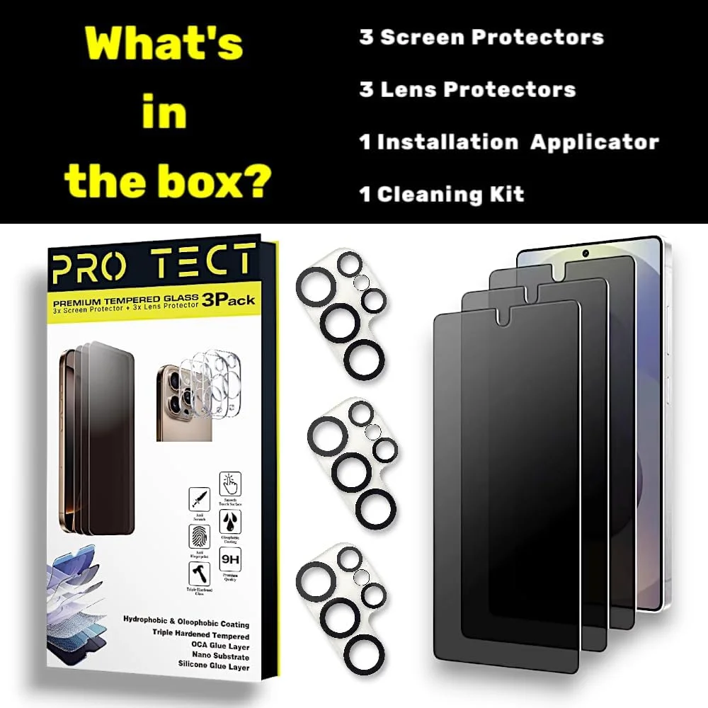 محافظ صفحه نمایش حریم خصوصی گوشی موبایل با کیفیت عالی PRO-TECT، شیشه حرارت دیده سه گانه سخت شده 9H، پوشش اولئوفوبیک ضد اثر انگشت، ضد خش (3 عدد، حریم خصوصی، سامسونگ گلکسی S25 Ultra) محافظ صفحه نمایش حریم خصوصی گوشی موبایل با کیفیت عالی PRO-TECT، شیشه حرارت دیده سه گانه سخت شده 9H، پوشش اولئوفوبیک ضد اثر انگشت، ضد خش (3 عدد، حریم خصوصی، سامسونگ گلکسی S25 Ultra)