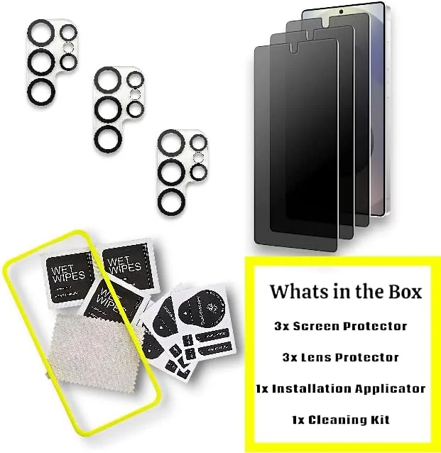 محافظ صفحه نمایش حریم خصوصی گوشی موبایل با کیفیت عالی PRO-TECT، شیشه حرارت دیده سه گانه سخت شده 9H، پوشش اولئوفوبیک ضد اثر انگشت، ضد خش (3 عدد، حریم خصوصی، سامسونگ گلکسی S25 Ultra) محافظ صفحه نمایش حریم خصوصی گوشی موبایل با کیفیت عالی PRO-TECT، شیشه حرارت دیده سه گانه سخت شده 9H، پوشش اولئوفوبیک ضد اثر انگشت، ضد خش (3 عدد، حریم خصوصی، سامسونگ گلکسی S25 Ultra)