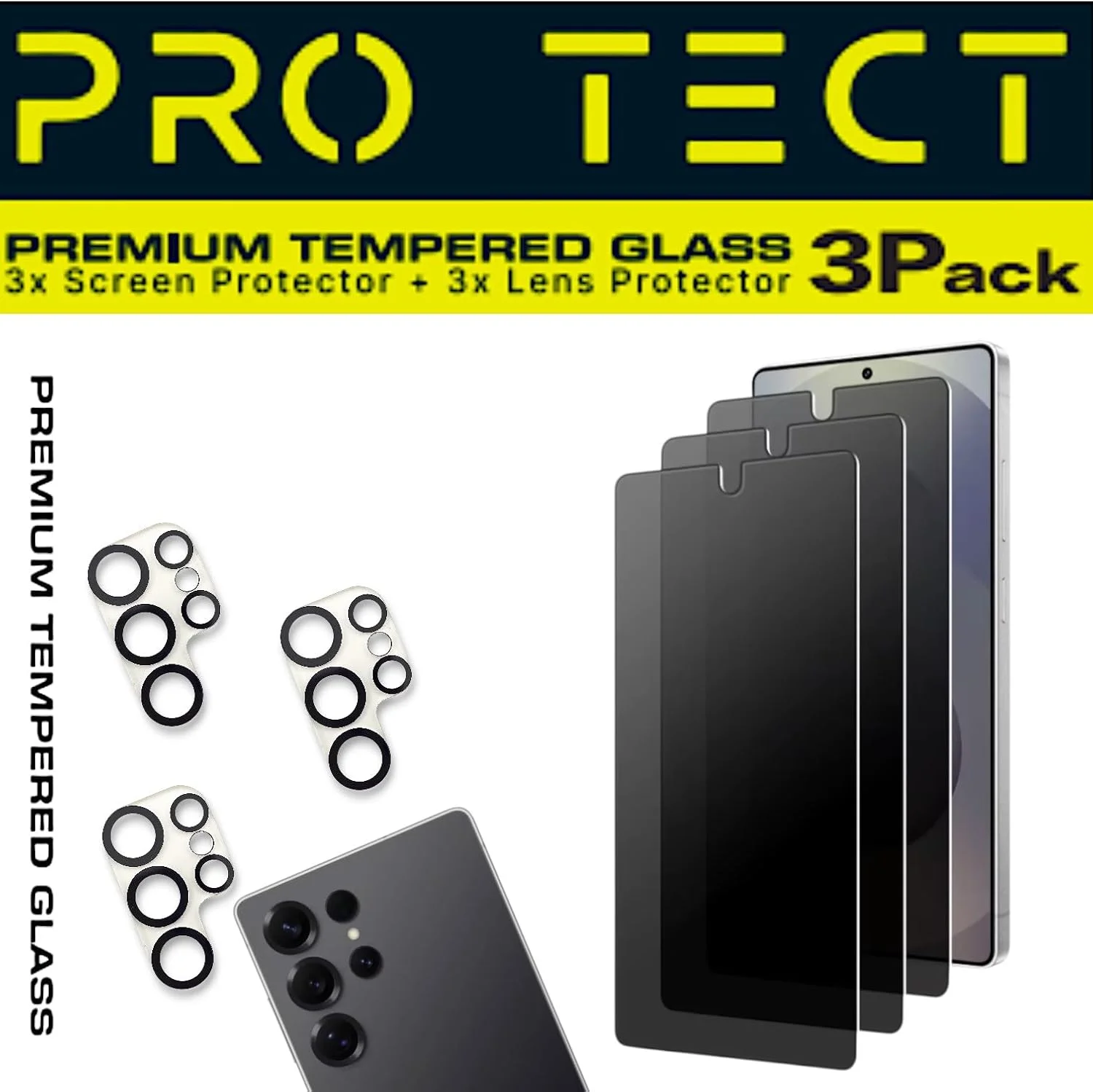 محافظ صفحه نمایش حریم خصوصی گوشی موبایل با کیفیت عالی PRO-TECT، شیشه حرارت دیده سه گانه سخت شده 9H، پوشش اولئوفوبیک ضد اثر انگشت، ضد خش (3 عدد، حریم خصوصی، سامسونگ گلکسی S25 Ultra) محافظ صفحه نمایش حریم خصوصی گوشی موبایل با کیفیت عالی PRO-TECT، شیشه حرارت دیده سه گانه سخت شده 9H، پوشش اولئوفوبیک ضد اثر انگشت، ضد خش (3 عدد، حریم خصوصی، سامسونگ گلکسی S25 Ultra)