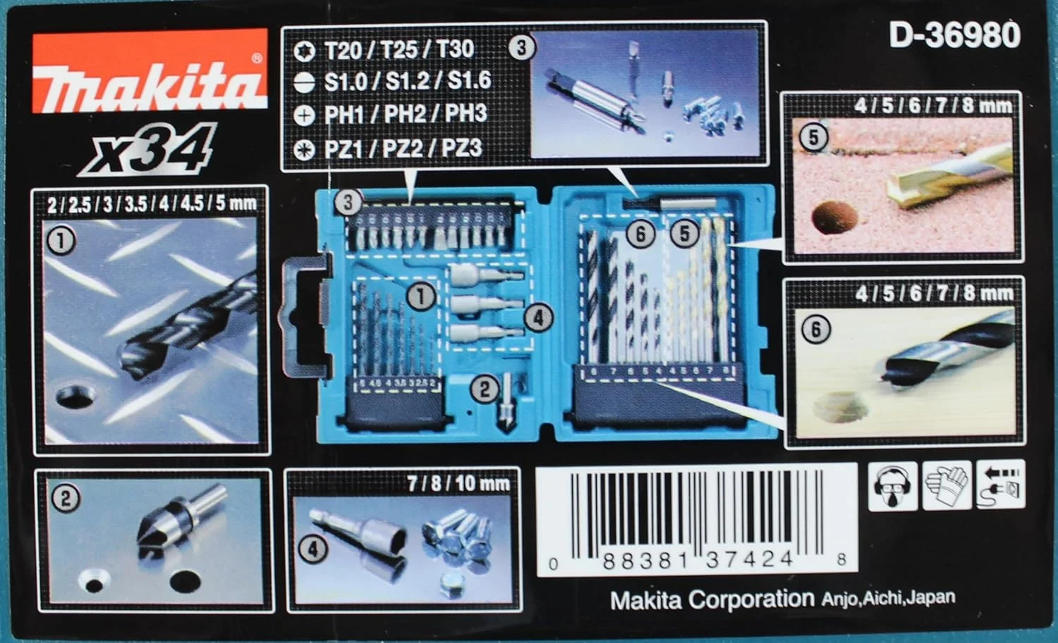 مجموعه لوازم جانبی 34 عددی ماکیتا مدل D-36980 D36996 Maccess