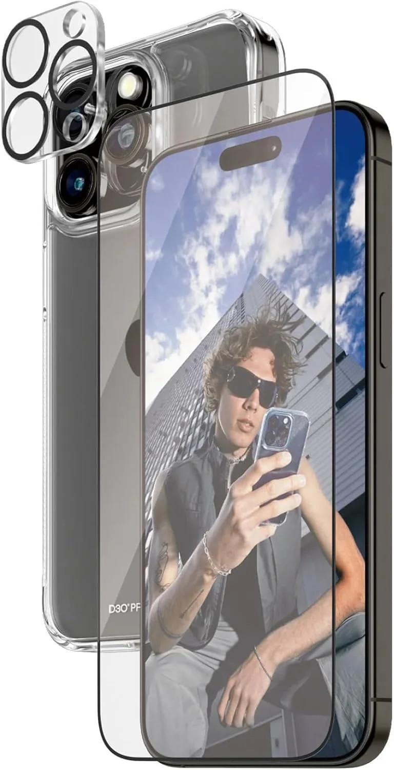 مجموعه محافظت نهایی 3 در 1 PanzerGlass برای Apple iPhone 15 Pro Max 2023 6.7 اینچی - قاب شفاف با D3O + محافظ صفحه نمایش UWF + محافظ لنز دوربین | محافظت کامل 360 درجه در برابر افتادن و خراش، نصب آسان مجموعه محافظت نهایی 3 در 1 PanzerGlass برای Apple iPhone 15 Pro Max 2023 6.7 اینچی - قاب شفاف با D3O + محافظ صفحه نمایش UWF + محافظ لنز دوربین | محافظت کامل 360 درجه در برابر افتادن و خراش، نصب آسان