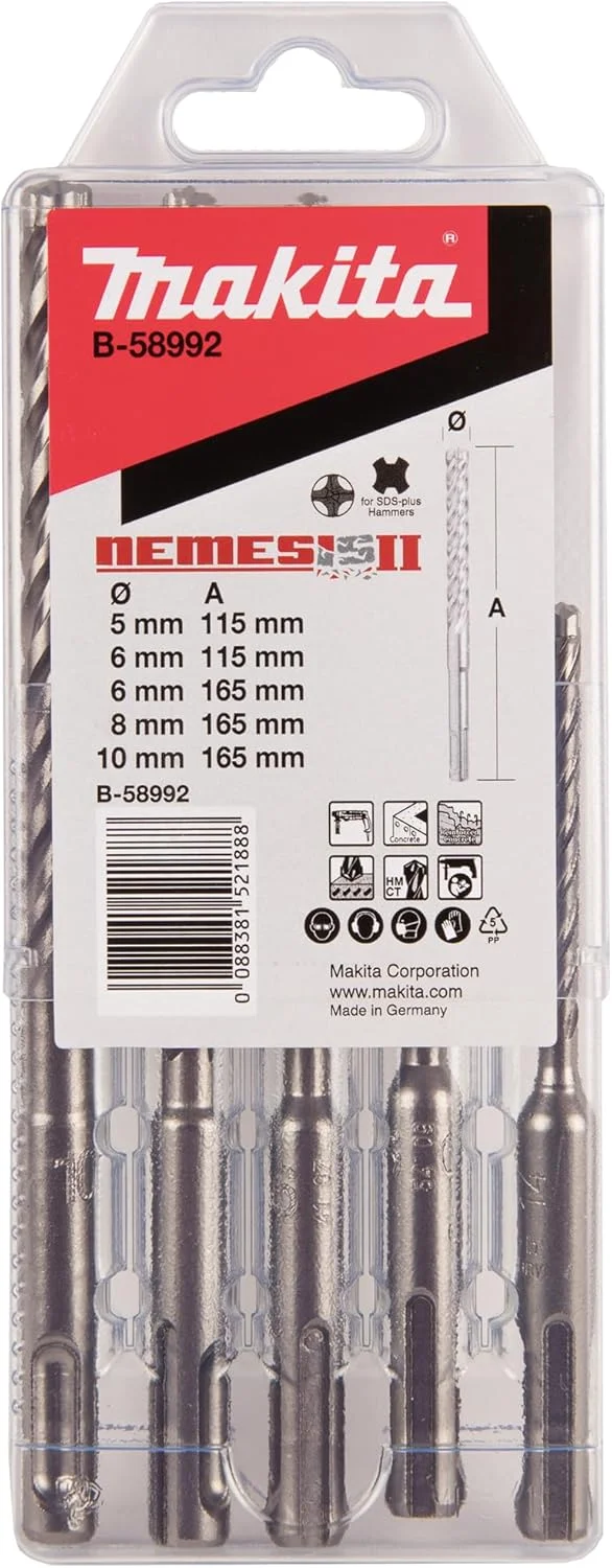 مجموعه مته های بتن کن 5 عددی ماکیتا مدل B-58992 NEMESIS2 SDS+ مجموعه مته های بتن کن 5 عددی ماکیتا مدل B-58992 NEMESIS2 SDS+