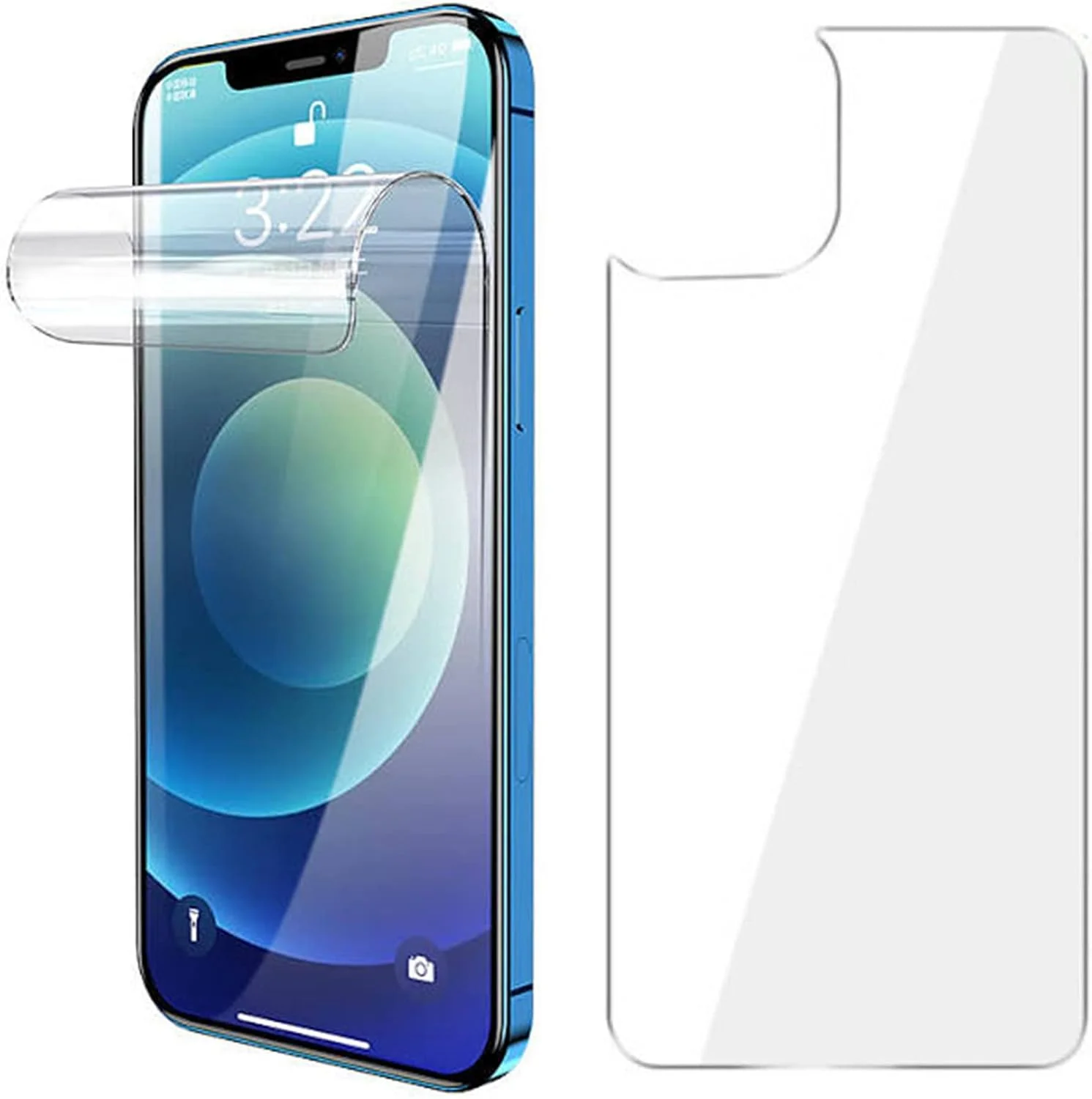 محافظ صفحه نمایش شیشه ای حرارت دیده برای اپل آیفون 6 7 8 پلاس X XS XR SE 11 12 مینی 13 14 15 پلاس پرو مکس (14 پرو، فیلم نرم جلو + پشت)