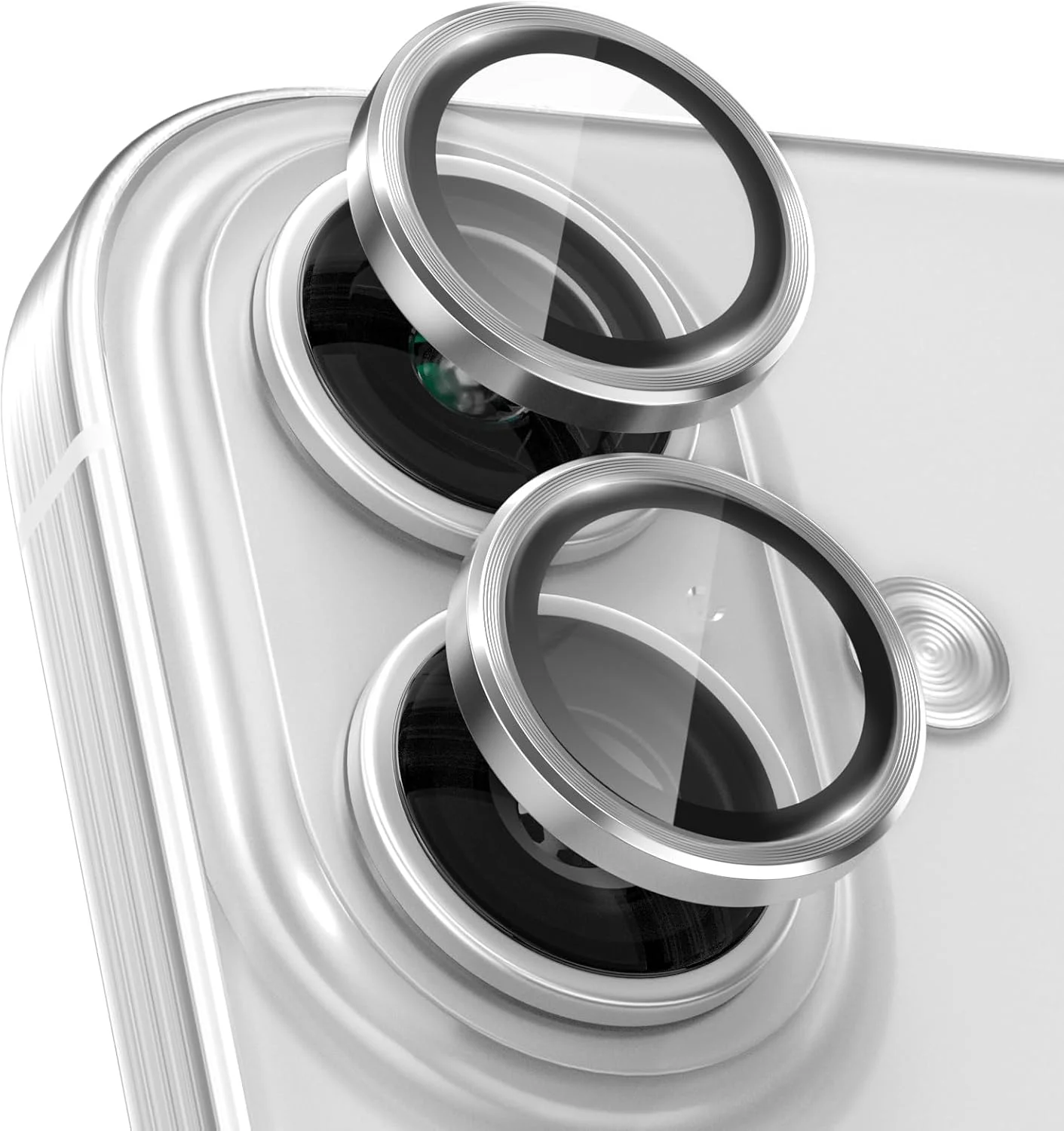 محافظ لنز دوربین CloudValley برای آیفون 16 / آیفون 16 پلاس، سختی 9H، فیلم محافظ ضد خش، سازگار با قاب گوشی، فوق العاده شفاف، شیشه حرارت دیده بدون حباب، سفید