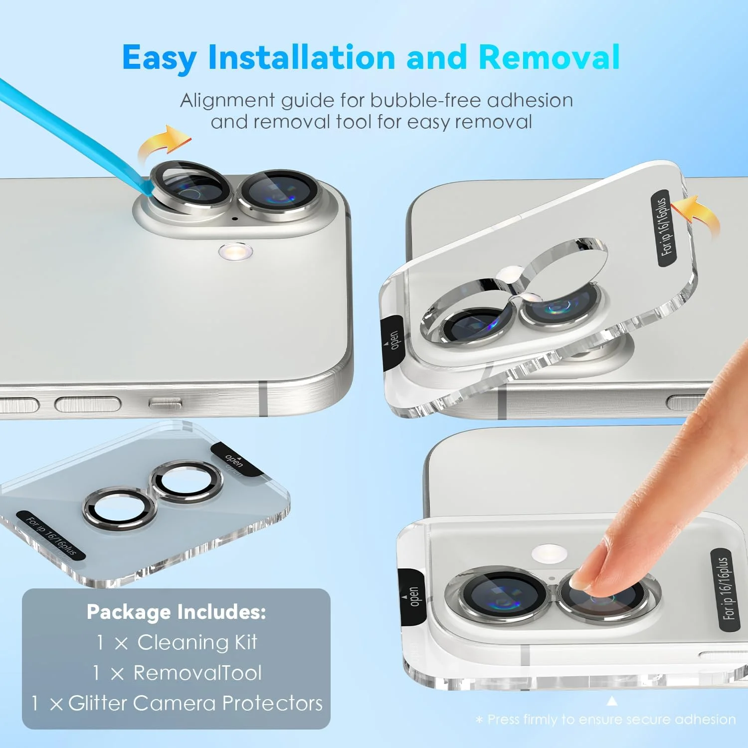 محافظ لنز دوربین CloudValley برای آیفون 16 / آیفون 16 پلاس، سختی 9H، فیلم محافظ ضد خش، سازگار با قاب گوشی، فوق العاده شفاف، شیشه حرارت دیده بدون حباب، سفید