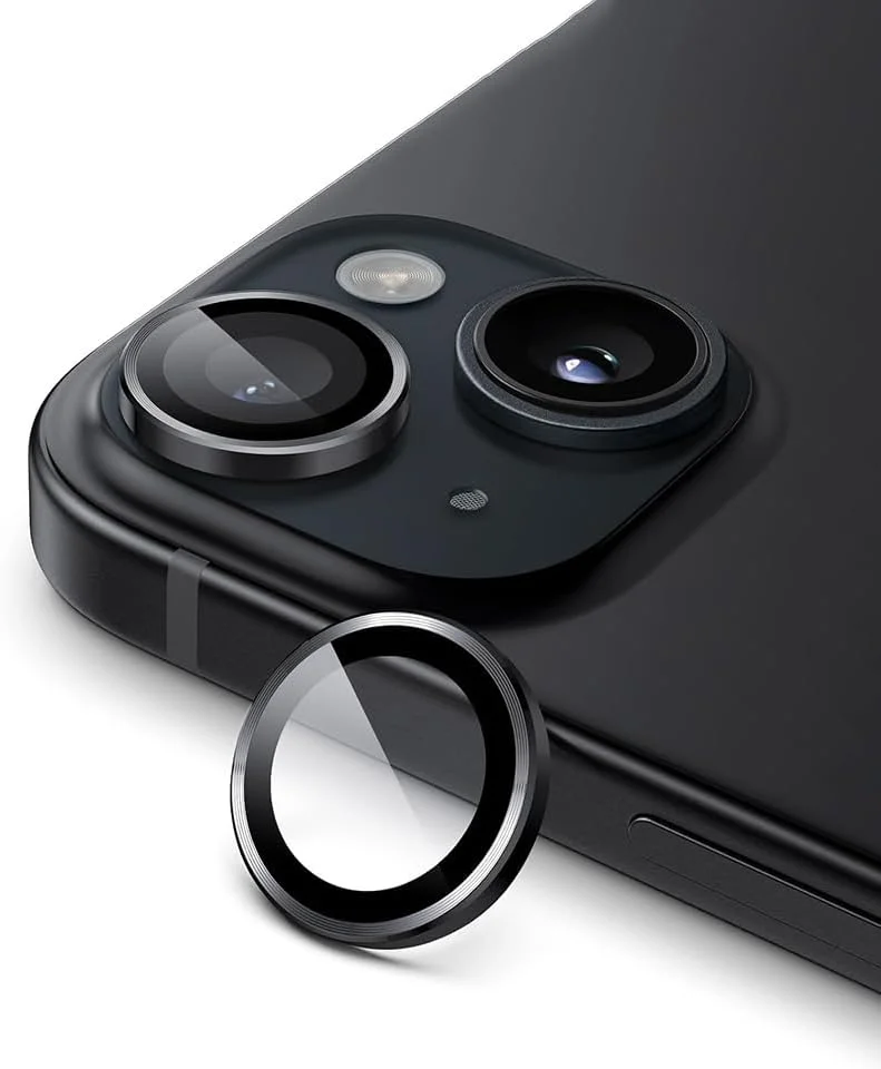 محافظ لنز دوربین آیفون 14/14 پلاس Gadget Shield، بسته 2 عددی، شیشه HD تمپر شده 9H، حلقه آلیاژ آلومینیومی ضد خش، مشکی
