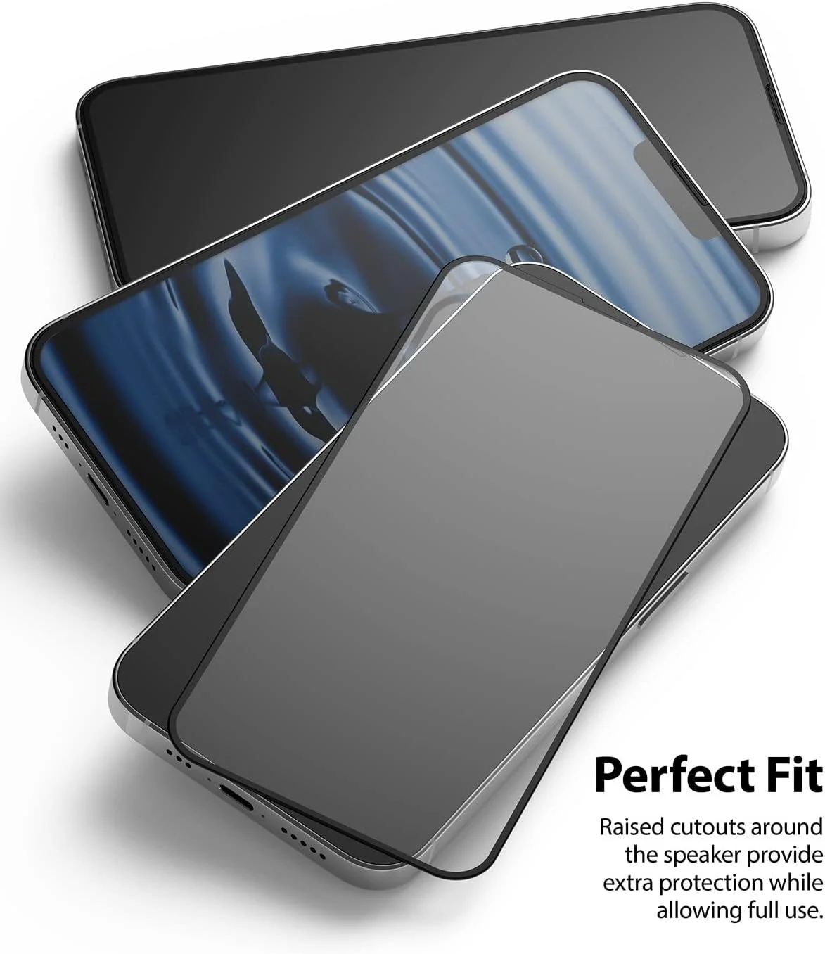 محافظ صفحه نمایش شیشه ای حرارت دیده تمام صفحه Ringke Invisible Defender سازگار با آیفون 16e / 14/13 / 13 Pro [محافظ صفحه نمایش طراحی شده برای 16e / 14/13 / 13 Pro] - مشکی