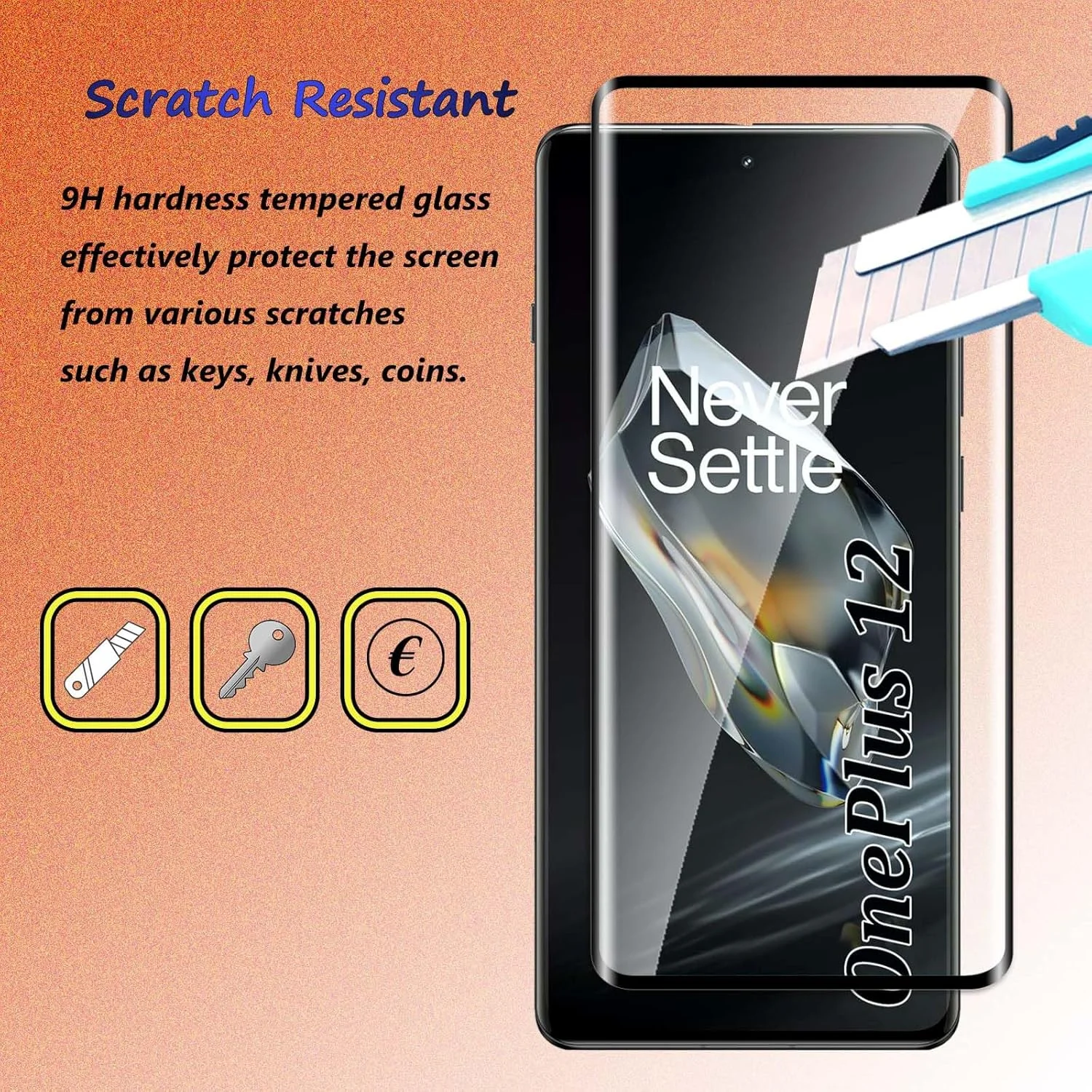 محافظ صفحه نمایش شیشه ای حرارت دیده Fyqzio [بسته 2+2 عددی] سازگار با OnePlus 12 و دوربین، بدون حباب، سختی 9H، ضد خش، منحنی سه بعدی، محافظ صفحه نمایش HD برای OnePlus 12