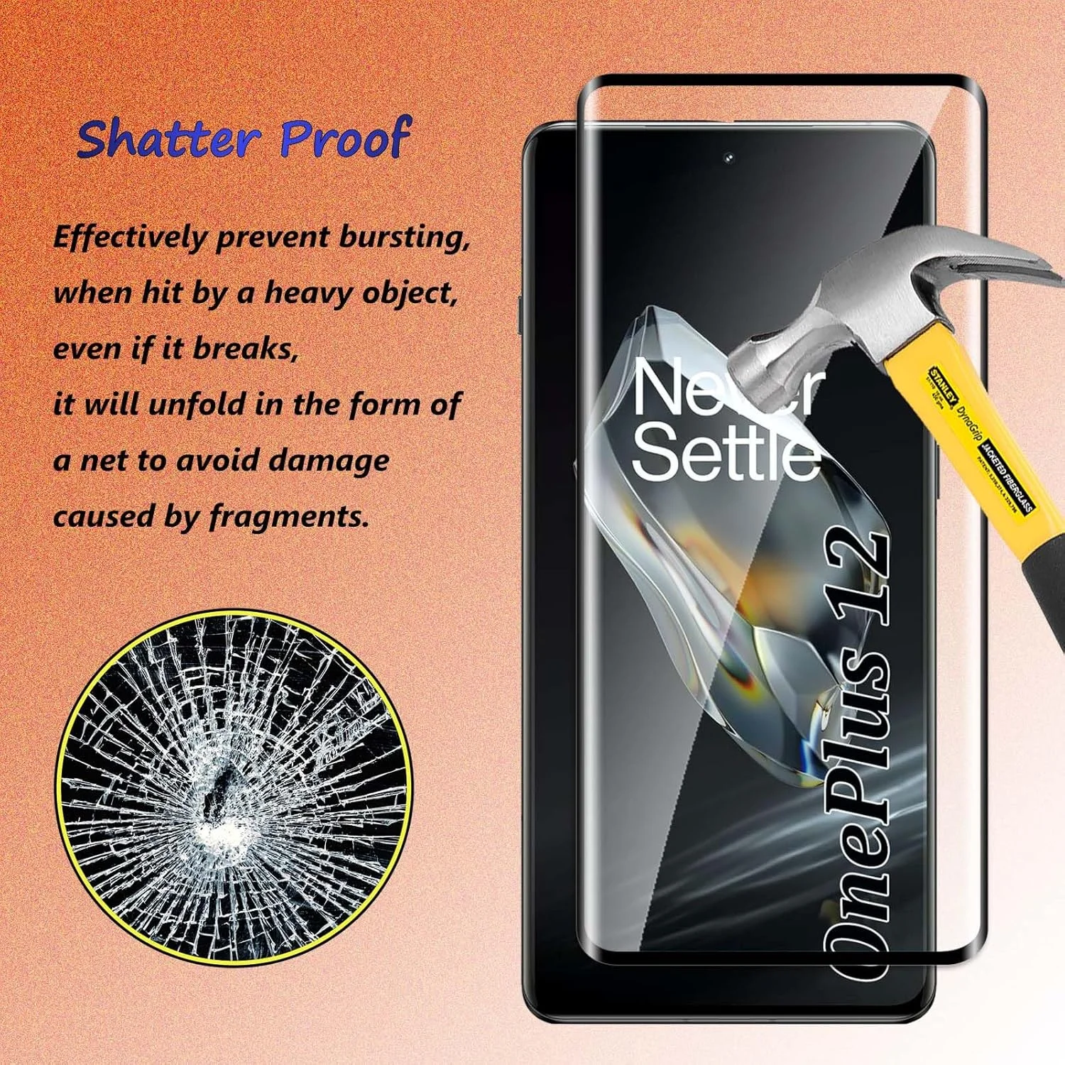 محافظ صفحه نمایش شیشه ای حرارت دیده Fyqzio [بسته 2+2 عددی] سازگار با OnePlus 12 و دوربین، بدون حباب، سختی 9H، ضد خش، منحنی سه بعدی، محافظ صفحه نمایش HD برای OnePlus 12