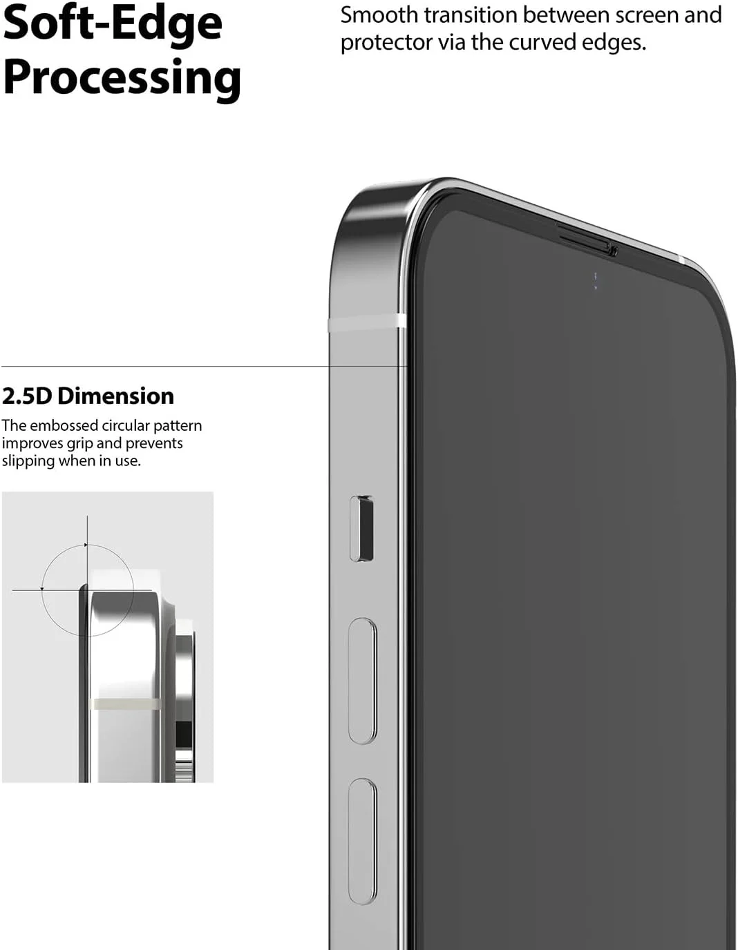 محافظ صفحه نمایش شیشه ای حرارت دیده تمام صفحه Ringke Invisible Defender سازگار با آیفون 16e / 14/13 / 13 Pro [محافظ صفحه نمایش طراحی شده برای 16e / 14/13 / 13 Pro] - مشکی