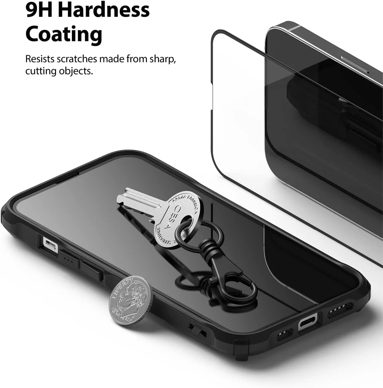 محافظ صفحه نمایش شیشه ای حرارت دیده تمام صفحه Ringke Invisible Defender سازگار با آیفون 16e / 14/13 / 13 Pro [محافظ صفحه نمایش طراحی شده برای 16e / 14/13 / 13 Pro] - مشکی