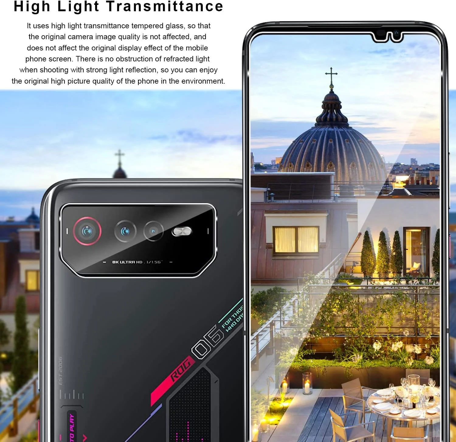 محافظ صفحه نمایش شیشه ای و فیلم محافظ دوربین Holilo [2+2 تکه] برای گوشی های Asus ROG Phone 6/6 Pro/ASUS ROG Phone 6D/6D Ultimate، ضد خش با سختی 9H