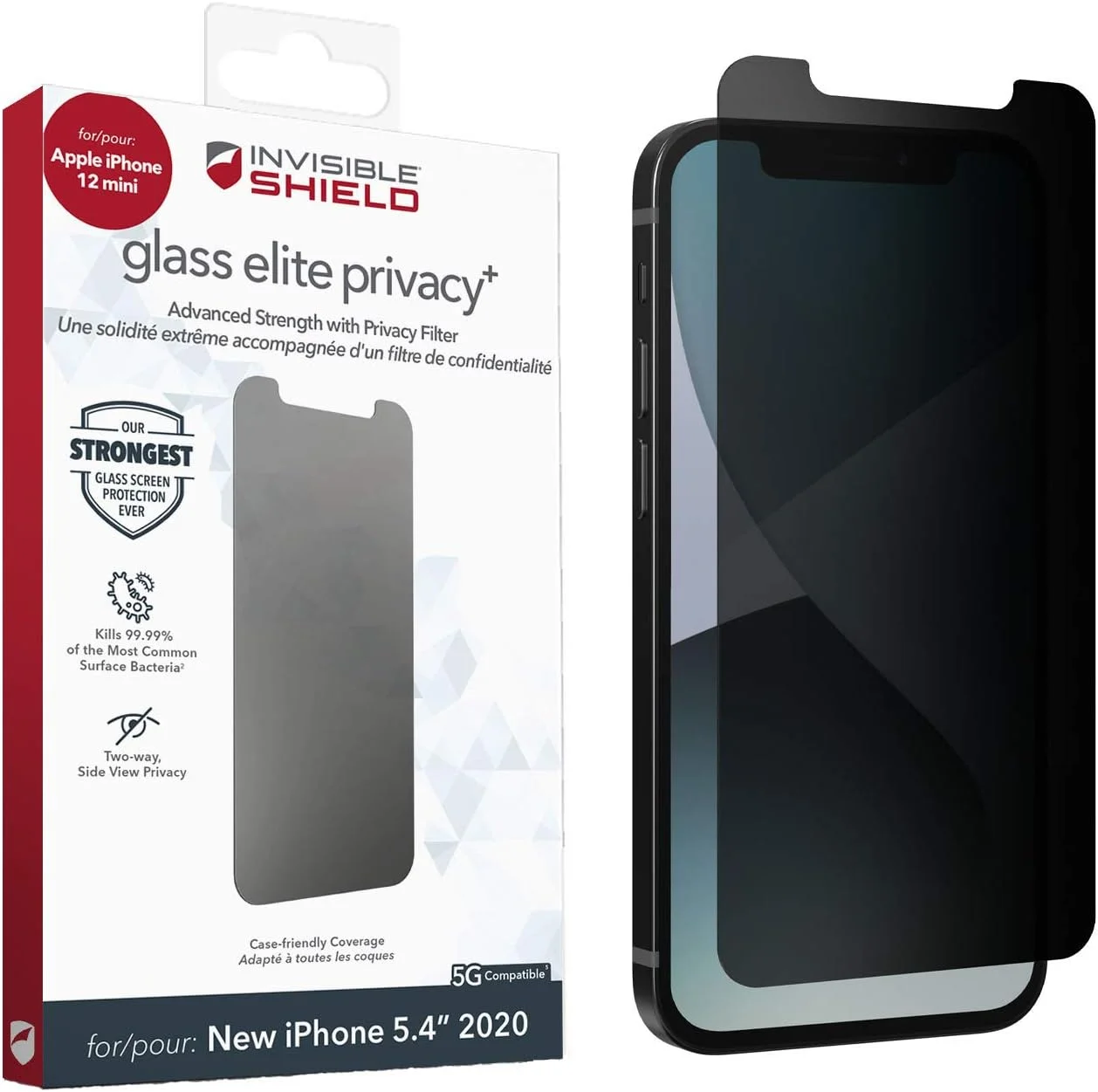 محافظ صفحه نمایش شیشه ای حریم خصوصی ZAGG InvisibleShield Glass Elite Privacy Plus برای Apple iPhone 12 Mini - ضد تابش نور، محافظت در برابر ضربه، ضد لک، مقاوم در برابر خراش، نصب آسان محافظ صفحه نمایش شیشه ای حریم خصوصی ZAGG InvisibleShield Glass Elite Privacy Plus برای Apple iPhone 12 Mini - ضد تابش نور، محافظت در برابر ضربه، ضد لک، مقاوم در برابر خراش، نصب آسان