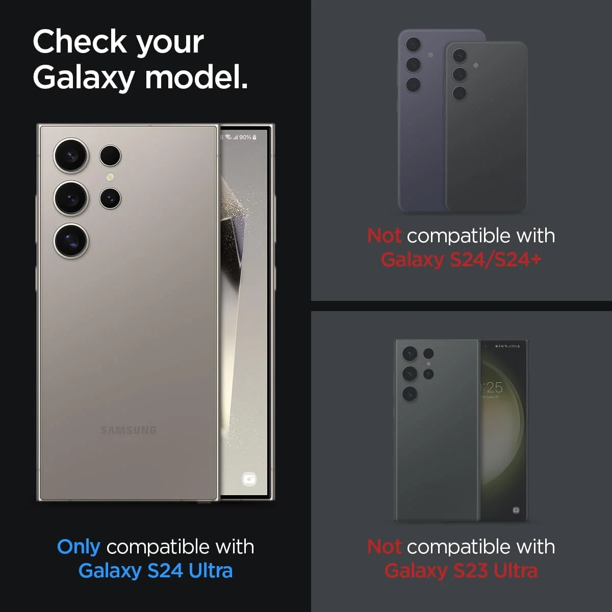 محافظ لنز دوربین گوشی سامسونگ گلکسی S24 ULTRA مدل Spigen GLAStR EZ-Fit Optik PRO - مشکی [دو عددی]