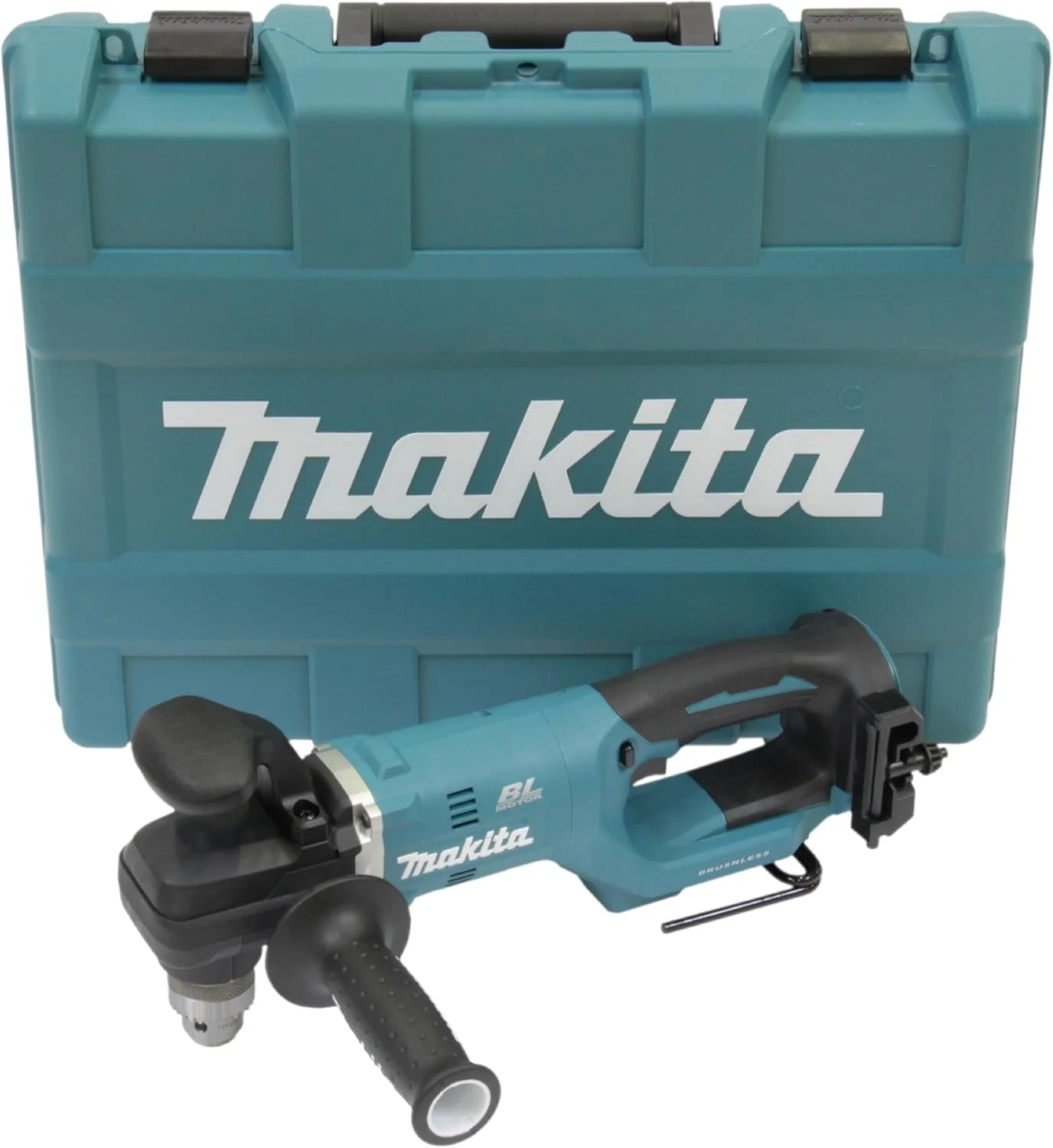 دریل زاویه ای شارژی 13 میلی متری 18 ولت لیتیوم-یون ماکیتا مدل DDA450ZK، براشلس، 1400 دور در دقیقه، 25 نیوتن متر، بدون باتری و شارژر