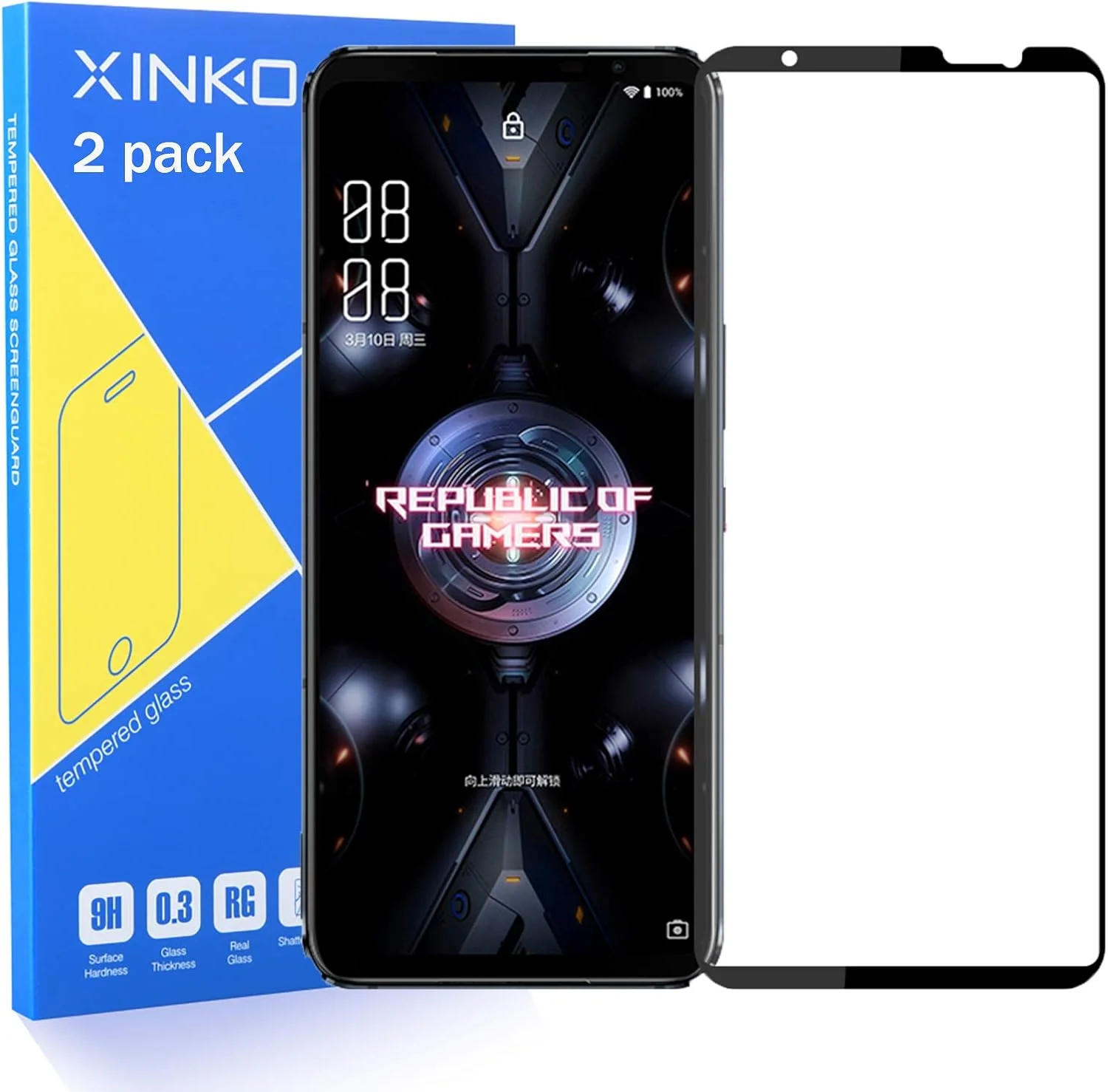 محافظ صفحه نمایش [2 عددی] XINKOE برای Asus ROG Phone 5، محافظ صفحه نمایش شیشه ای حرارت دیده ممتاز فوق العاده باریک HD 2.5D Pro-Fit - مشکی