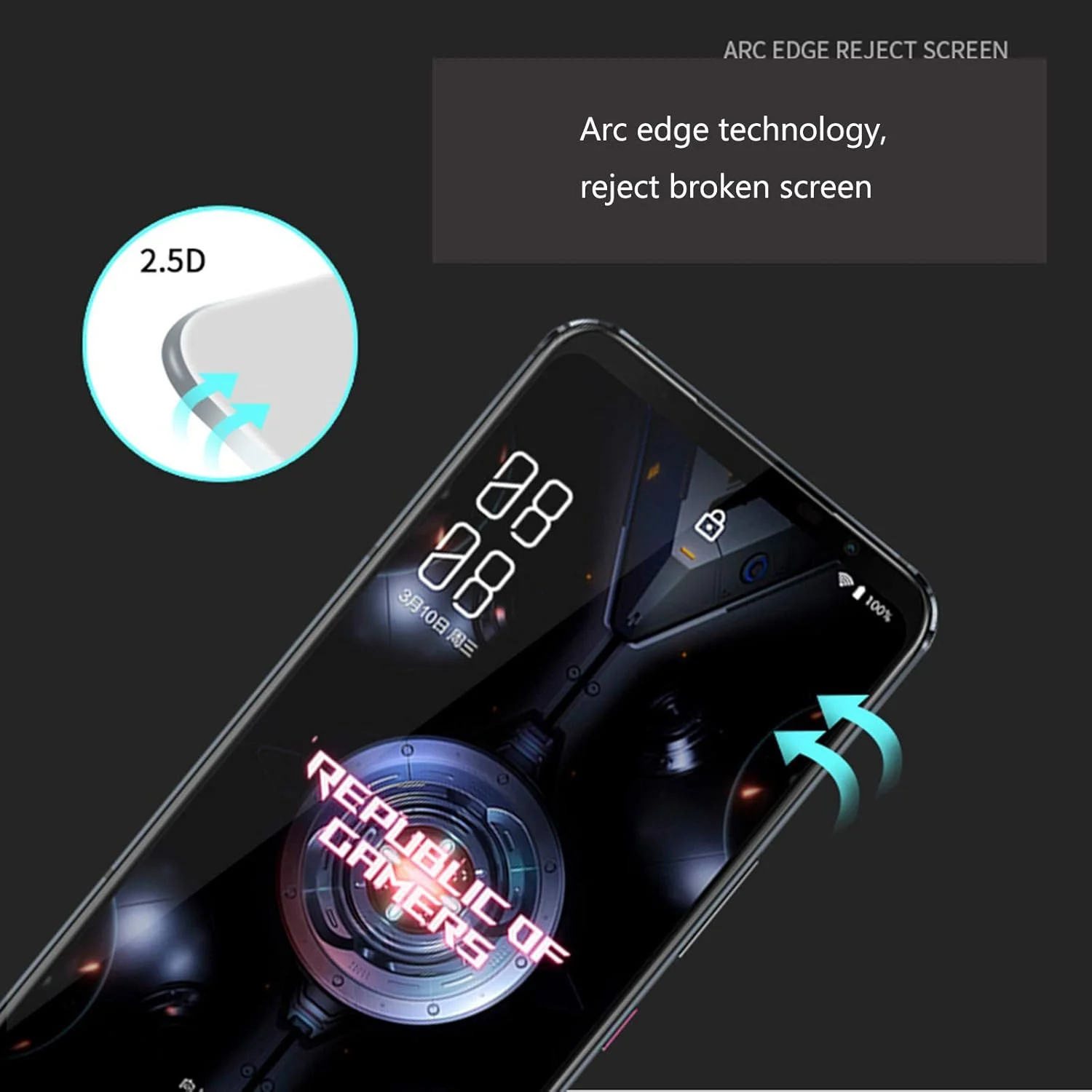 محافظ صفحه نمایش [2 عددی] XINKOE برای Asus ROG Phone 5، محافظ صفحه نمایش شیشه ای حرارت دیده ممتاز فوق العاده باریک HD 2.5D Pro-Fit - مشکی