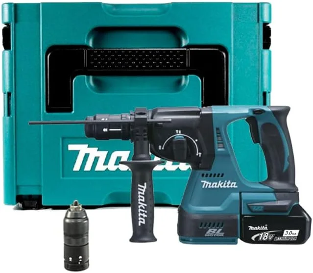 چکش تخریب SDS Plus براشلس 18 ولت Makita به همراه 1 عدد باتری BL1830B و کیف Makpac